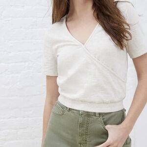 UpWest Open-Back Wrap Tee cream small BWT cross over